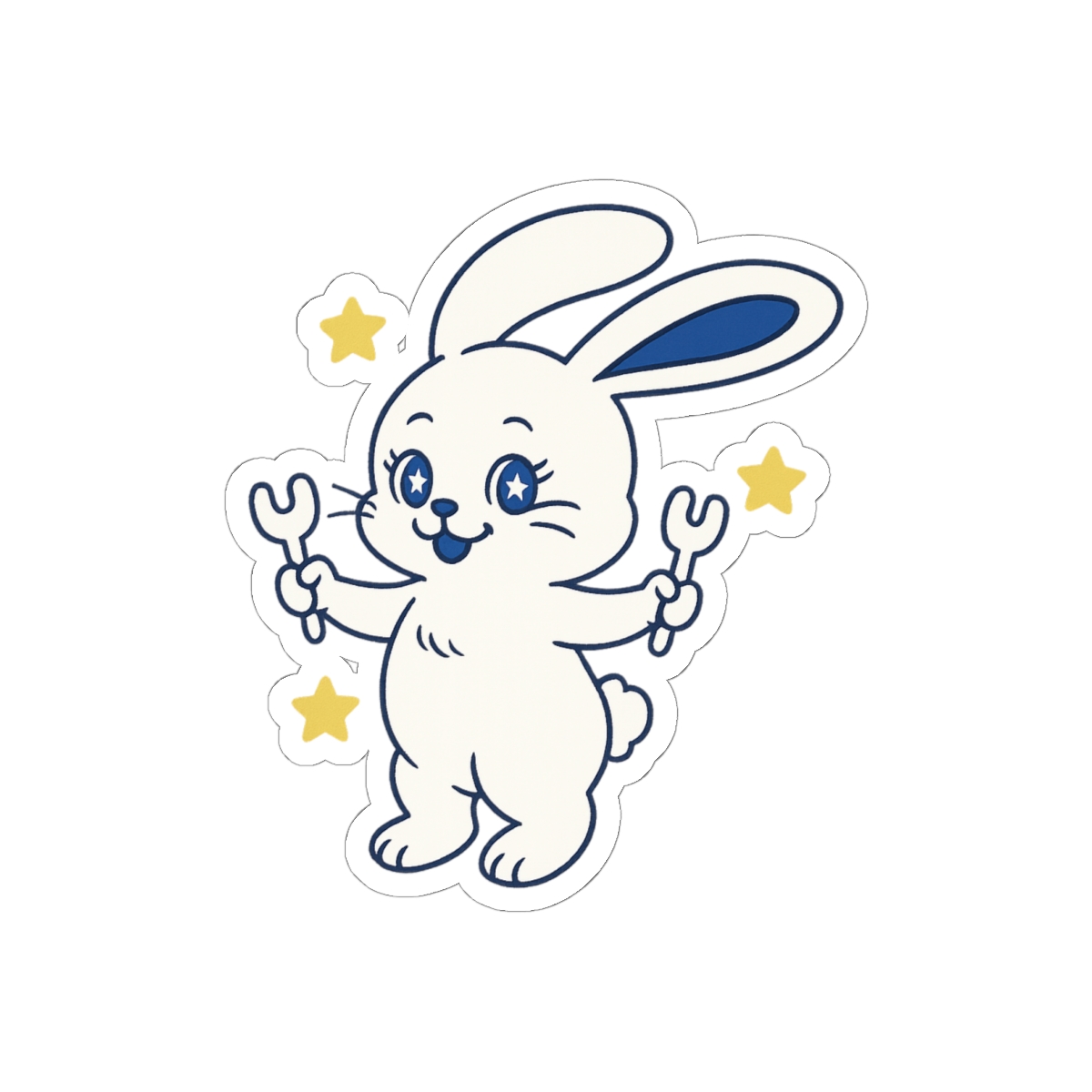 Cute Bunny with Stars Sticker | Whimsical Vinyl Decal